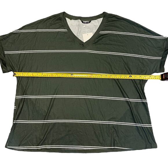 Bloomchic Green White Striped Rolled Sleeve Shirt Size 18/20 - Picture 5 of 6